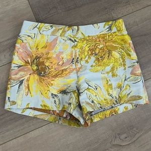 Alice + Olivia Floral Yellow and Pink Shorts